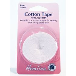 6mm Cotton tape White 100%...