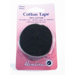 20mm Cotton tape Black 100%...