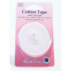 25mm Cotton tape White 100%...